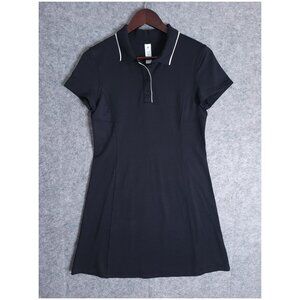 YOGALICIOUS Womens Black Medium Back Court Polo Dress Tennis Performance Stretch